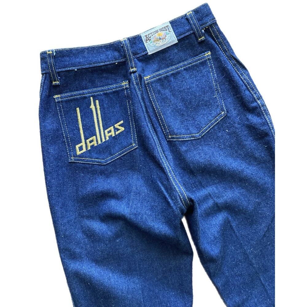 Vintage 70s 80s Action West High Rise Bootcut Cowgirl Rodeo Embroidered Jeans 25 - Picture 5 of 10